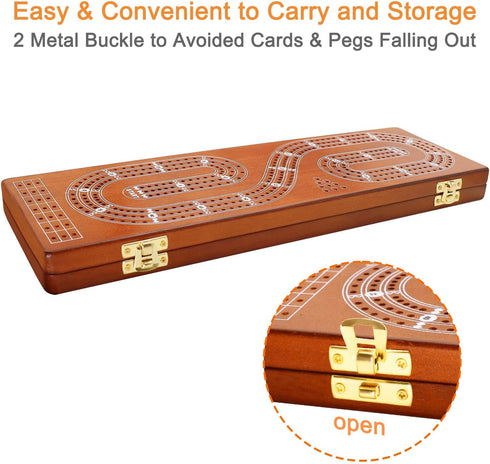 Set 3 9 2 15.5 4.9 1.2 Sets Cribbage Board Game Tracks, Plusvivo Solid Oak Wood Cribbage Boards Unique with Metal Pegs