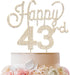 LINGTEER Happy 43rd Birthday Gold Rhinestone Cake Topper - Cheers to 43 Years Old Anniversary Party Cake Centerpieces