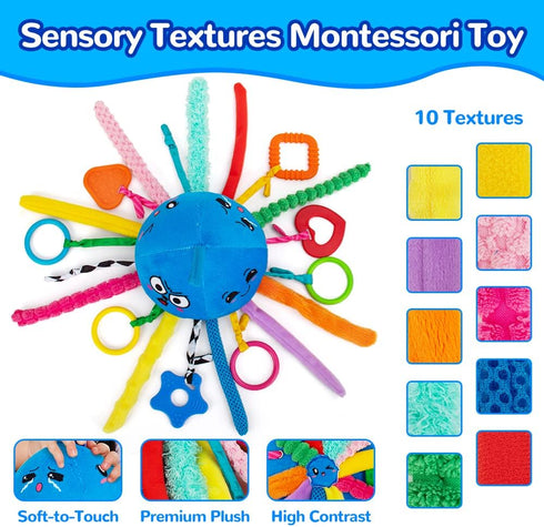 10 0-3-6-18 teytoy Sensory Toy, Texture Toys for Babies with Rattle, Autism Sensory Toys Jellyfish Shape Tactile