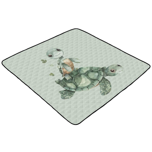 YETTASBIN 50 50 Inch Tummy Sea Turtle Baby Play Mat for Floor x - Portable Soft Quilted Crawling Mat Waterproof