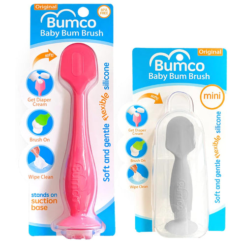 Bumco Baby Bum Brush + Mini Diaper Cream Spatula with Case, BPA-Free Soft Applicator, Mom-Invented Diaper Bag Essential