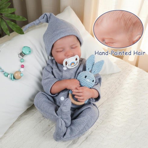 18 Inch 3+ WOOROY Realistic Reborn Baby Dolls - Full Vinyl Body Lifelike Reborn Boy Doll Poseable Real Life Newborn