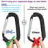 Stroller Hooks for Hanging Diaper Bags, Mommy Stroller Clip Organizer Hook, Large Carabiner Clips (2 Pack)