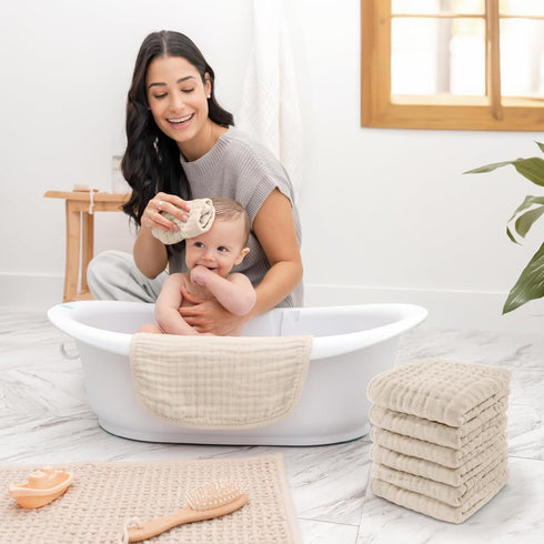 Pack 2 10 Pack Muslin Nursing Cover of and Baby Washcloths Bundled by Comfy Cubs