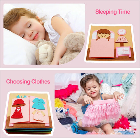 2 3 4 5 6 BizyKoady Montessori Felt Busy Book Toddlers Quiet Book Preschool Early Learning Educational Travel Toys