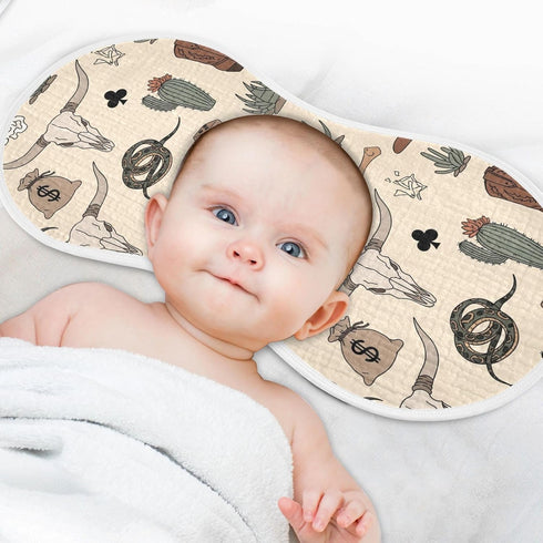 Emelivor Set 4 Western Cowboy Gray Pattern Muslin Burp Cloths for Baby Super Soft Baby Burp Cloths of Absorbent Baby
