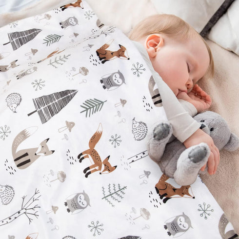 HOMRITAR Baby Blanket for Boys Girls Soft Plush Minky Blanket with Double Layer Dotted Backing for Toddler with Forest Foxes Multicolor Printed 30 x 40 Inch(75x100cm) by HOMRITAR