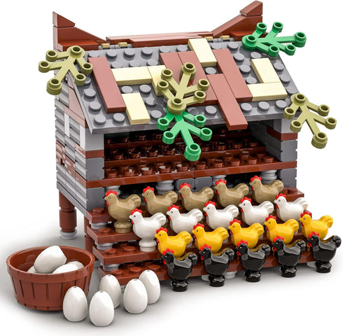 Set, Set 8+ (190 Farm Animal Chicken Coop Building Blocks MOC Building Toy for Kids, Girls and Boys Age Pieces)
