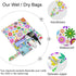 visesunny 2Pcs Colored Little Flower Wet Bag with Zippered Pockets Washable Reusable Roomy