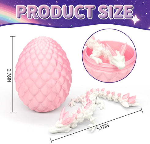 CHolic 12PCS 3D Printed Dragon Eggs with Dragon Inside, Mini Dinosaur Eggs Articulated Crystal Animal Fidget Toy
