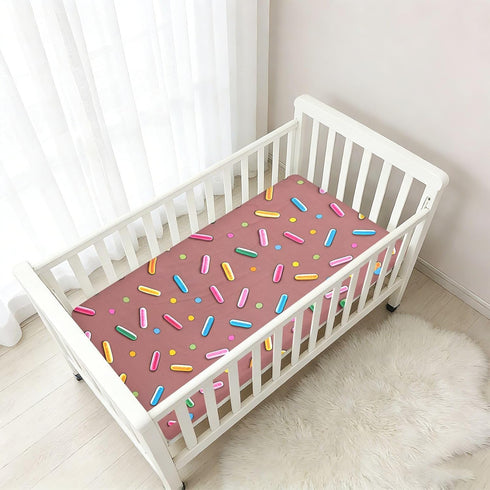 CZXW 52" 28" Sprinkles Colorful Crib Sheets Fitted x Natural Cotton Soft & Breathable for Baby Crib Mattress