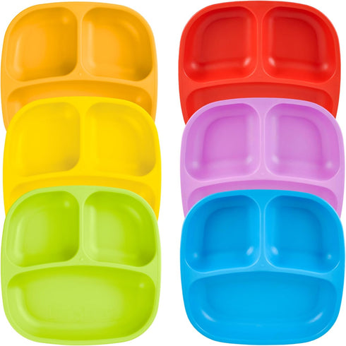 Re-Play Toddler Plates with Dividers - Deep-Walled 3 Compartments Divided Plates for