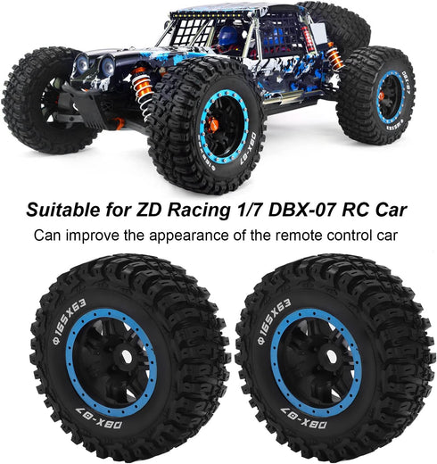 RC Rubber Tire Set 165mm Diameter Wheel Tire for Racing 1/7 RC Car Upgrade Part (Blue)