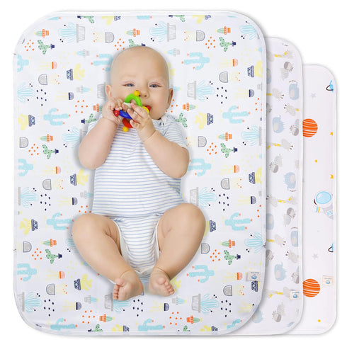 Baby Portable Changing Pad Waterproof Diaper Changing Mat Travel 3 Pack Washable