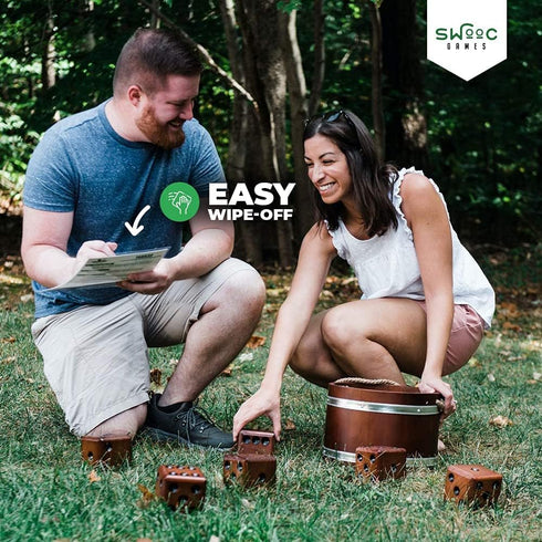 SWOOC Games - 5 Big Laminated Yardzee & Farkle Score Cards with Rules - Jumbo Score Sheet for Outdoor Dice Games