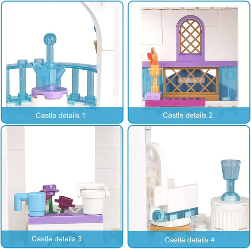 Girls Castle Building Blocks Toys Set - 377 Pieces Ice Princess Castle Construction, Snow Castle Building Bricks, Gift