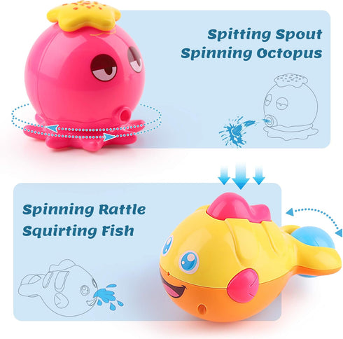 6 9 12 18 1 2 3 iPlay,iLearn Baby Bath Toys w/ Organizer, Infant Bathtub Shower Toy, Wind up Turtle, Water Squirt