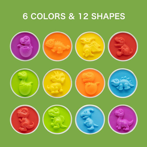 MOONTOY Dinosaur Matching Eggs for Toddlers, 12PCS Educational Learning Color & Shape Recognition Montessori Toy