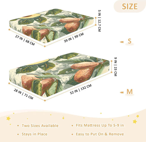 Bseiialft 52 28 Avocados Green Leaves Vintage Crib Sheets for Boys Girls Soft and Breathable Cotton Baby Sheets