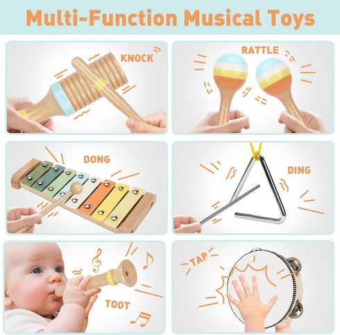 1 2 3 4 Set 1-2 2-3 3-4, Toys for Year Old Boys Girls, Musical Instruments for Toddler Age Baby Montessori Toy Gifts