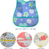 Waterproof Baby Bib Infant with Snaps - Fits Baby & Toddler 6-24 Months, 4pcs (Floral Bunny Fish)