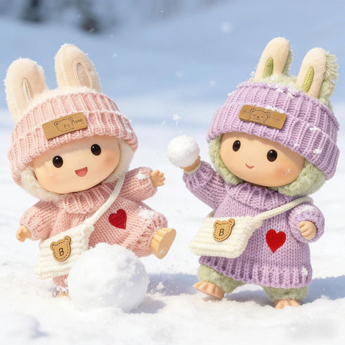 VVQUI (2 Pack) 17cm 6-Piece Clothes for LABUBU Doll, Handcrafted Crochet Accessories for LABUBU, Premium Outfits