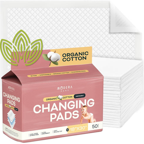 Organic Cotton Disposable Changing Pad Liners | XL-Large (30x18) Hypoallergenic Super Soft