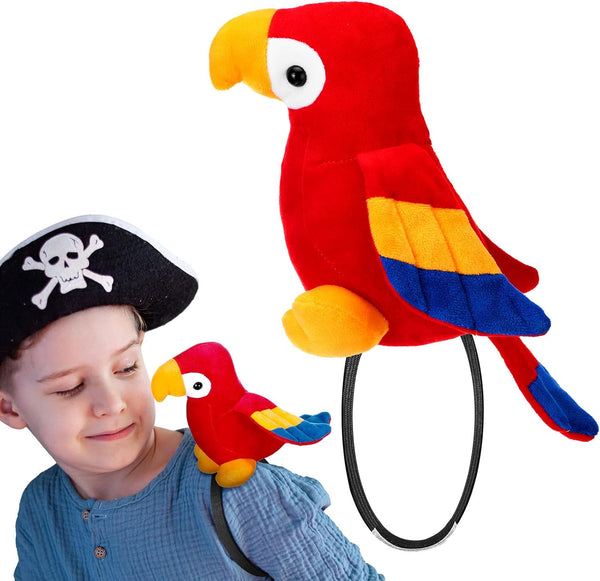 Funtery Halloween Plush Pirate Parrot Toy, Stuffed Accessory for Halloween Pirate Party Costume
