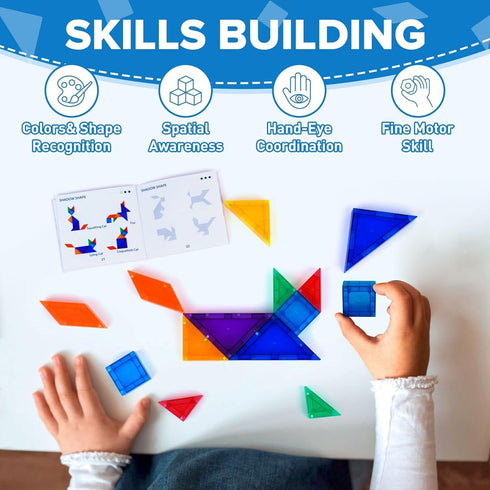 700 3D 4-8, 8-12 YPLUS Mini Magnetic Tiles Travel Magnetic Blocks Building Toys, Shapes Magnet Tangrams Puzzle