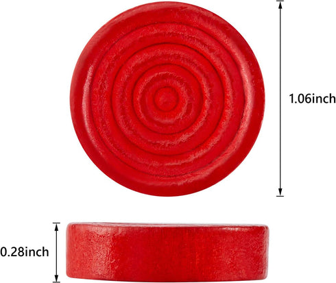 24 Pieces Wooden Checkers - 1.06 Inch Checkers Board Game Pieces in Drawstring Storage Pouch, Red and Black