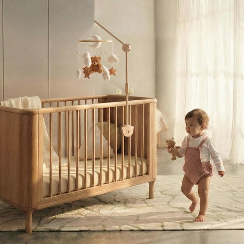 Baby Crib Mobile Arm - Wooden Baby Mobile Crib Holder for Mobile Hanging Baby Crib Attachment for Nursery Decor (Bear