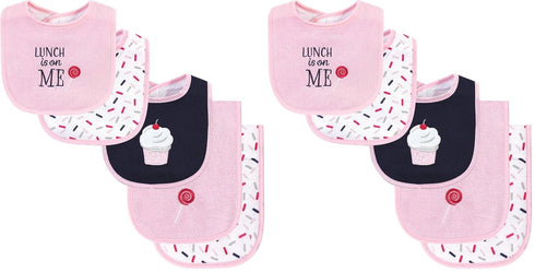 Hudson Baby Unisex Baby Cotton Terry Bib and Burp Cloth Set, Cupcake,