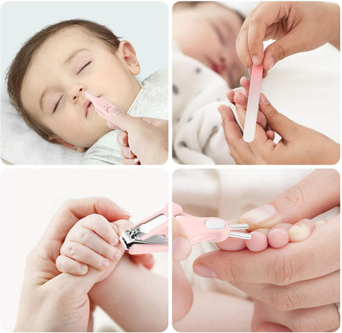 Baby Nail Clippers, 4-in-1 Safe Nail Kit with Cute Case for Newborn, Infant, Toddler - Light-Rose