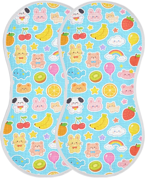 decor gift 4 Pack 22x11in Cotton Burp Cloths Baby Easy Care Cartoon Cute Animals Milk Spit Up Cloth for Unisex Babies
