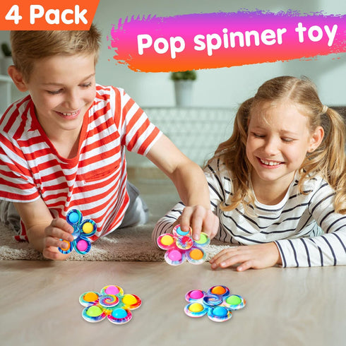 4 Pack Fidget Spinners for Kids and Adults, Easter Basket Stuffers, Fidget Toys for Anxiety Stress Relief, Birthday