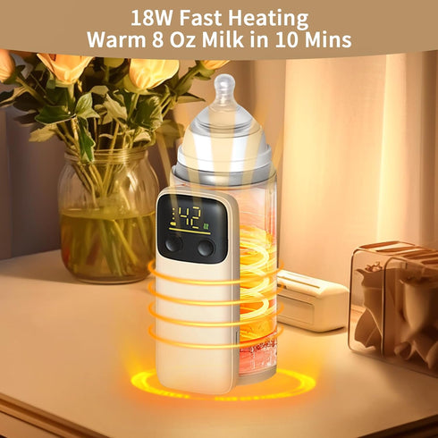 VVU&CCO 5-8 Portable Bottle Warmer, Travel-Friendly, Precise Temp-Control & LCD Display, Long Battery Life