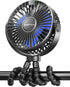 SWEETFULL Portable Stroller Fan, 4000mAh Battery Powered Mini Clip Fan, 4-Speed Rechargeable for Car Seat, Crib,