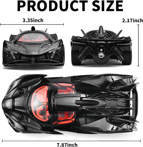 RZAPE 1/24 3-12Black Spray Project EVO Toy Cars Diecast Cars Metal Car Carros De Coleccion,Model Car Kits for Adults