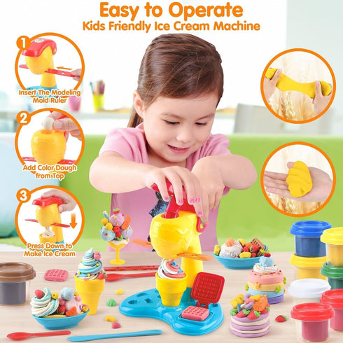 Sets 4-8, Set 3+, Boys,8 Compound,2 oz Color Dough for Kids Ages Play Kitchen Ice Cream Maker Color Dough for Kids Ages