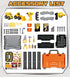 2-in-1 Toolbox 3-5, Lehoo Castle Kids Tool Bench with Electric Drill and Construction Vehicles, Workbench
