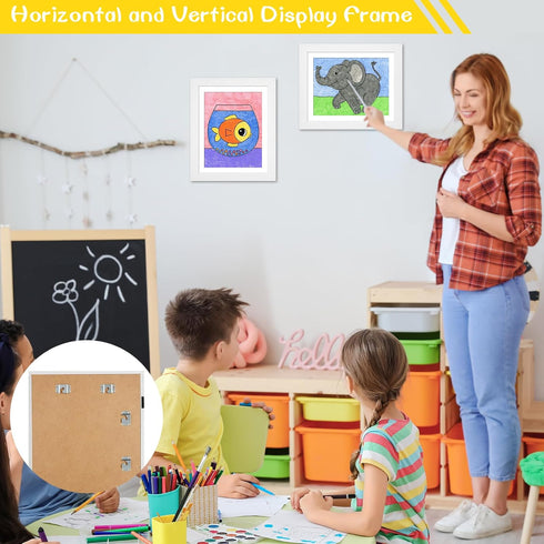 2 Pack 10x12.5 8.5x11 50pcs White Kids Art Frame, Child Artwork Display Frame Without Mat Changeable Front Opening