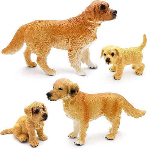 Gemini&Genius Dog Toys for Kids - Golden Retriever Family Playset with Realistic Puppy Action Figures