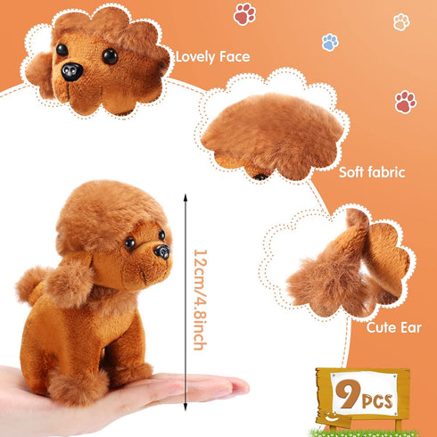 Sumind 9 Pcs Mini Plush Dog Stuffed Animals - Bulk Dog Plush Party Favors for Kids Birthday Gifts