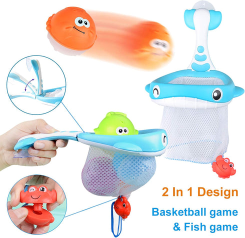 MoraBaby Sets, 36 Set Bath Toy Foam Bath Letters and Numbers, Floating Squirts Animal Toys with Fishing Net