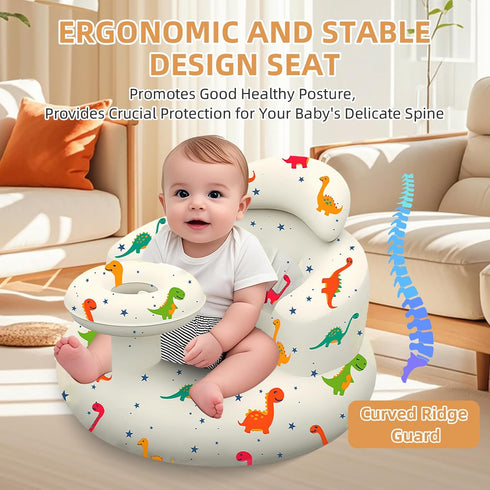 3 Inflatable Baby Seat with Tray, Blow up Infant Chair for Babies Months and up, Comfortable Baby Floor Seats