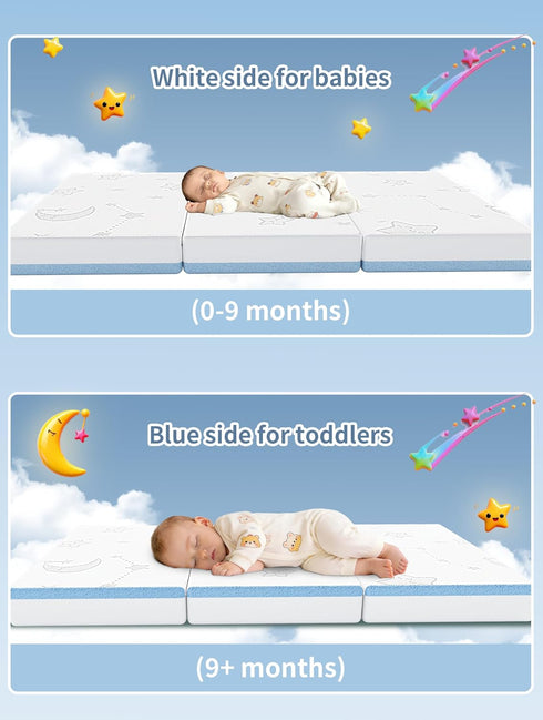 Pack 38x26x3 Pack Trifold and Play Mattress Portable N Play Mattresses with Washable Cover Waterproof Travel Crib