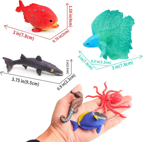 10Pcs Fish Toys Animal Figure Bath Toys, Color Changing Sea Creatures for Kids 3 Years and Up