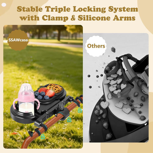 Universal Snack Tray for Mockingbird Nuna Bugaboo Uppababy Stroller Accessories, Stroller Bumper Bar Tray Attachment