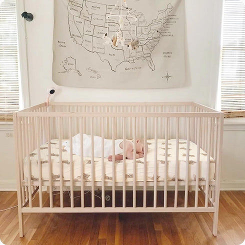 100% 2 Pack 52x28 Inches 28x52 Inches Organic Cotton Muslin Crib Sheets Fitted Crib Mattress Sheet for Baby Girls
