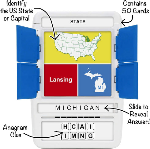 100 50 6+ PICS US States & Capitals Flash Cards | All States and Capitals to Learn | Fun and Functional Case | Ultimate